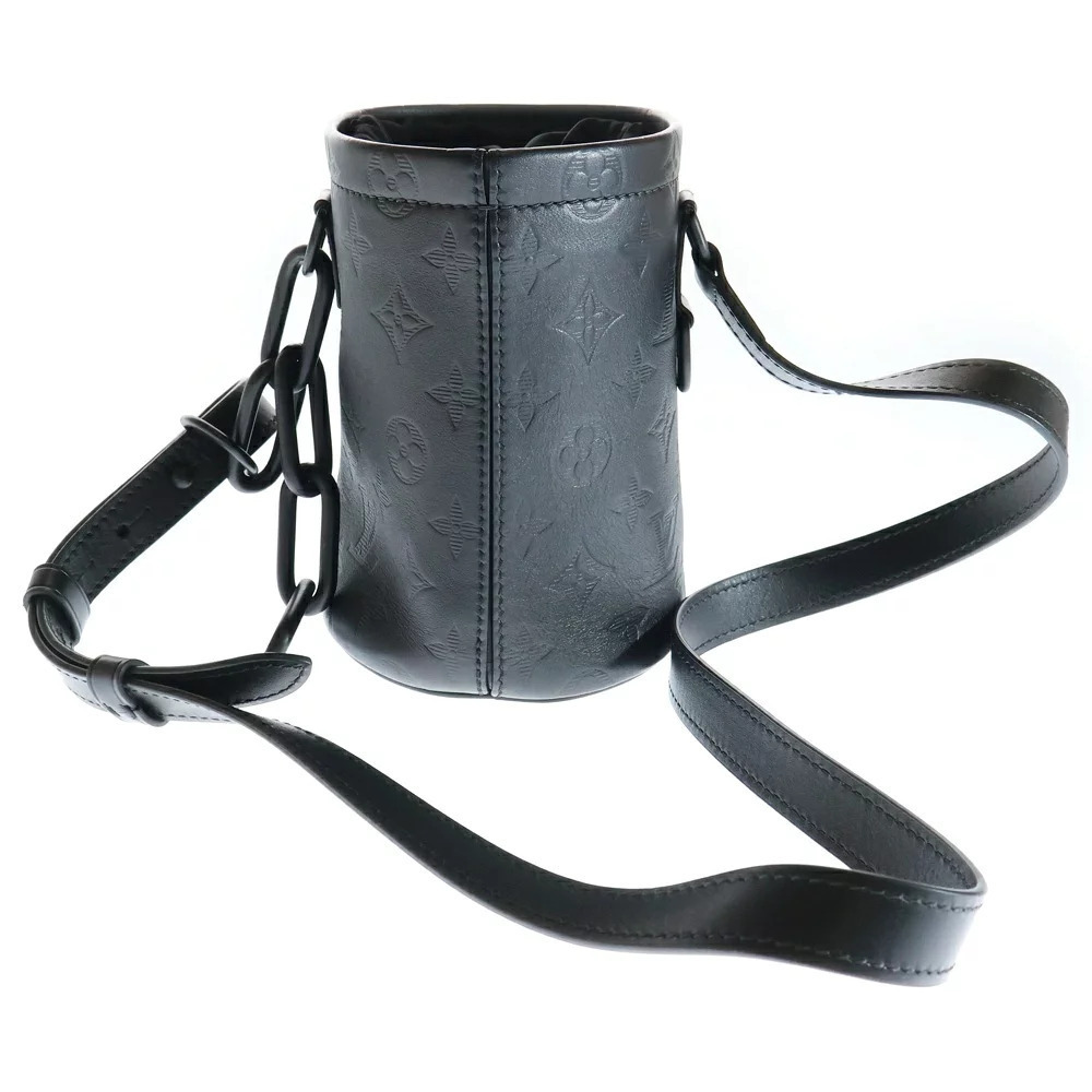 Louis Vuitton Shadow Leather Handbag Black Monogram Chalk Bag Black